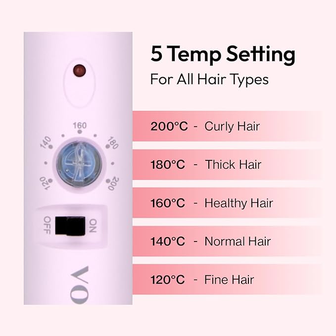 VODANA Professional GlamWave Ceramic Curling Iron, Long-Lasting Natural Curls, Instant Heat, Hair Curler, Curling Wand, Available in USA (1.4 inch, Lavender)