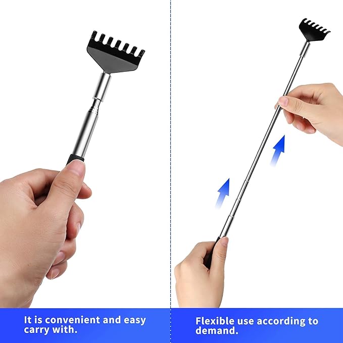 2 Pack Portable Extendable Back Scratcher, Stainless Steel Telescoping Back Scratcher with Beautiful Present Packaging