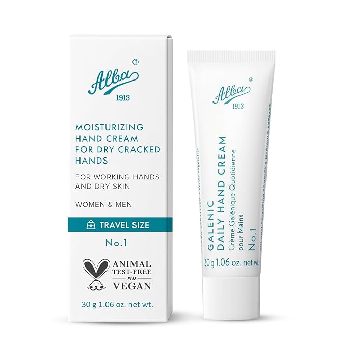 Alba Alba1913 Vegan Hand Cream for Dry Cracked Hands – Soothing Effect, Non-Greasy Refreshing & Moisturizing Cream for Working Hands, and Dry Skin for Women & Men – Travel Size 1.06 fl oz
