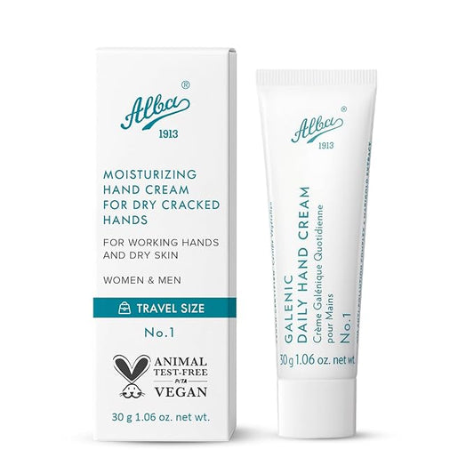 Alba Alba1913 Vegan Hand Cream for Dry Cracked Hands – Soothing Effect, Non-Greasy Refreshing & Moisturizing Cream for Working Hands, and Dry Skin for Women & Men – Travel Size 1.06 fl oz