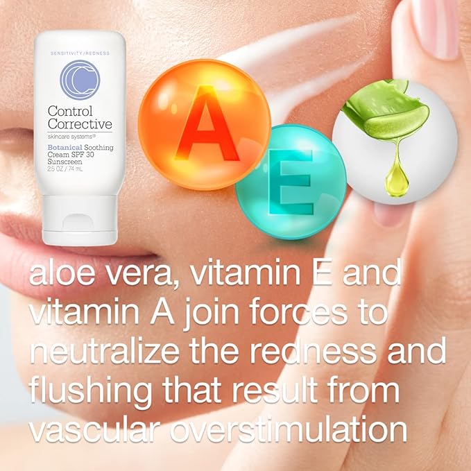 CONTROL CORRECTIVE Botanical Soothing Cream Spf 30, 2.5 Oz - Sunscreen, Moisturizers, Sensitive Skin, Calms The Skin & Protects, Wheat Germ Oil, Vitamin E, Humectants, Restores Skin Balance, Rosacea