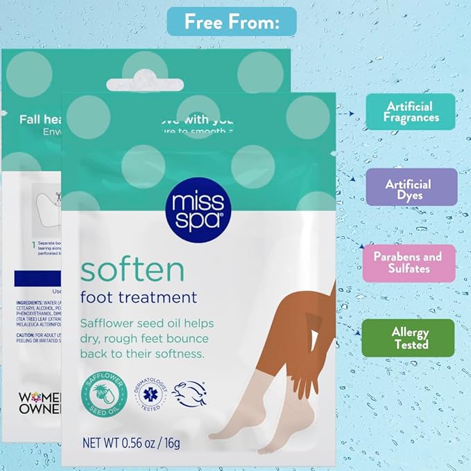 MISS SPA Moisturizing Hand Foot Treatment Set for Women, Nourishing Deep Therapy Softening Gloves and Foot Masks, Moisturizing Hand Masks Gloves for Dry Skin Soften Cuticles, Skin Care Set, 4-Pack