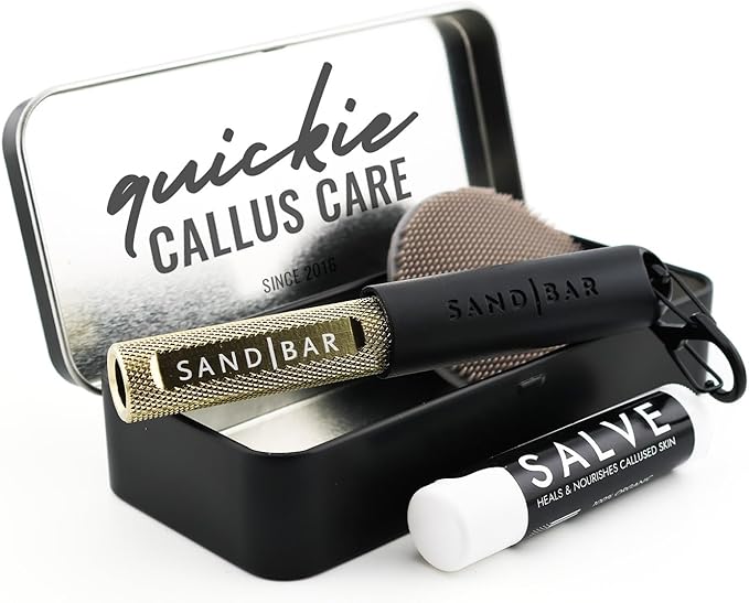 SandBar Callus Removal, Hand Callus Remover Salve Balm Stick for Working Hands, Lightweight Dead Skin Remover Tool Grit Surface, Knurled Handle, Magnetic Cap Hand File 4" - Golden