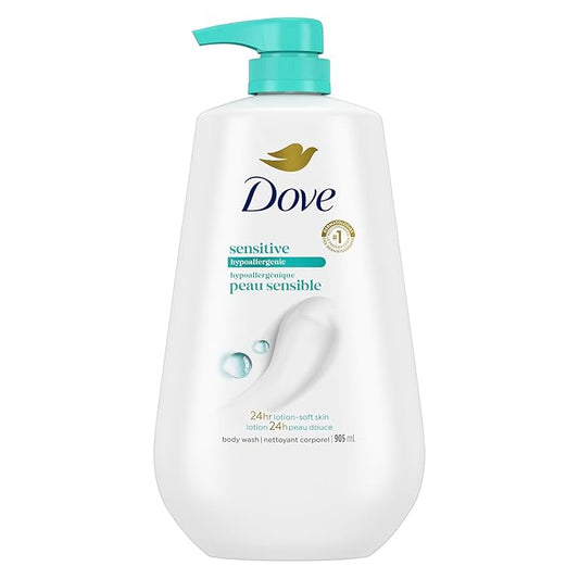 Dove, Body Wash for Softer and Smoother Effectively Washes Away Bacteria While Nourishing Your, Sensitive Skin, 34 Fl Oz (Pack of 3)