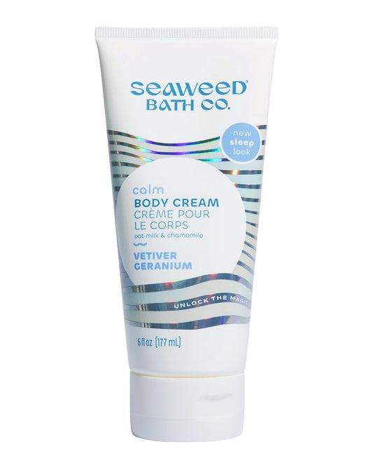 Seaweed Bath Co. Calm Body Cream - Vetiver Geranium | Soothing Hand and Body Lotion With Oat Milk, Shea Butter, and Chamomile | Natural, Vegan Moisturizer For Dry Skin | 6 oz
