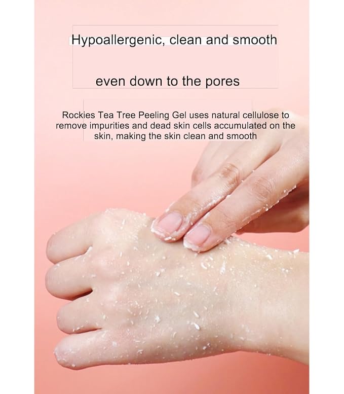 ROKKISS Tea Tree Peeling Gel (4.1fl oz) - Gentle Exfoliating Gel for Face & Body with Natural Cellulose, Remove Impurities for Smooth Skin, Korean Skin Care. Cica, Licorice & Aloe Vera Extracts.