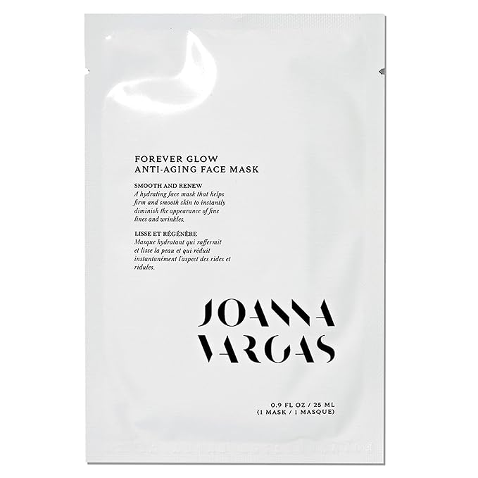 Joanna Vargas Forever Glow Anti Aging Face Mask for Women - Hydrating Sheet Mask For Radiance & Youthful Glow - Moisturizing Face Mask with Gingko Biloba - Plumping Facial Sheet Mask - Single Sheet