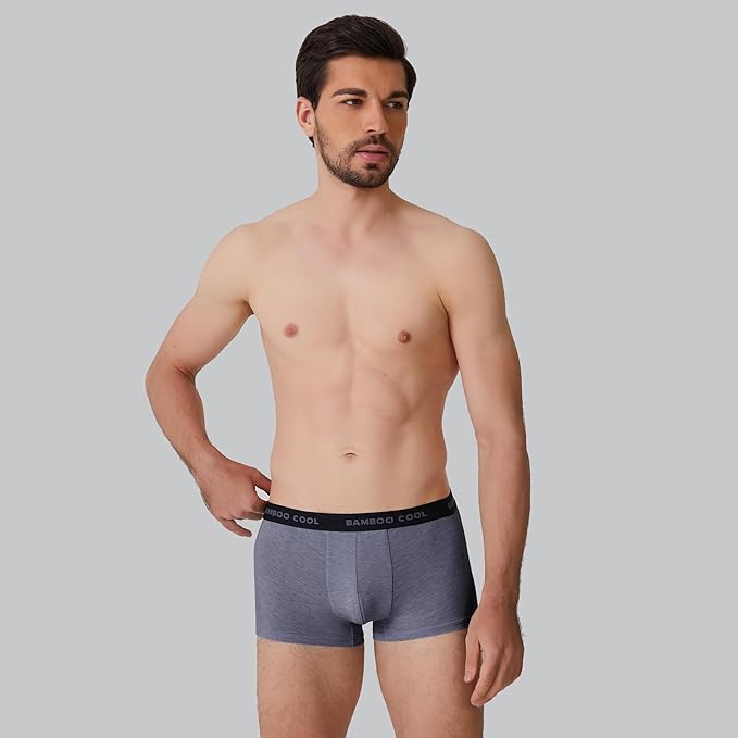 BAMBOO COOL Men's Ultra Breathable Underwear,No Riding Up Boxer Briefs with ComfortFlexible Waistband,Multipack