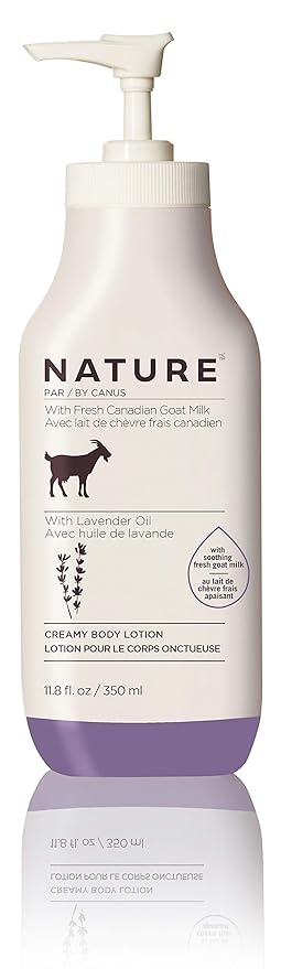 Nature by Canus Lavender Goat Milk Body Lotion, 11.8 oz - Creamy Moisturizer for Sensitive, Dry Skin, Rich in Vitamins A, B3, Zinc & Selenium