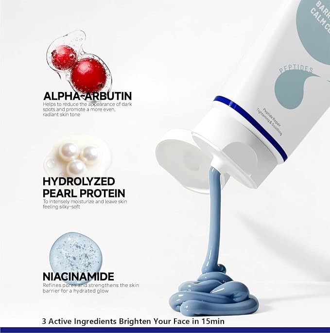 Deep Cleansing Blue Clay Mask for Face, Kaolin Clay Masks for Blackheads and Pores with Niacinamide for Even Out, Hydrating Mud Mask with Brush for All Skin Types（5.3 oz）