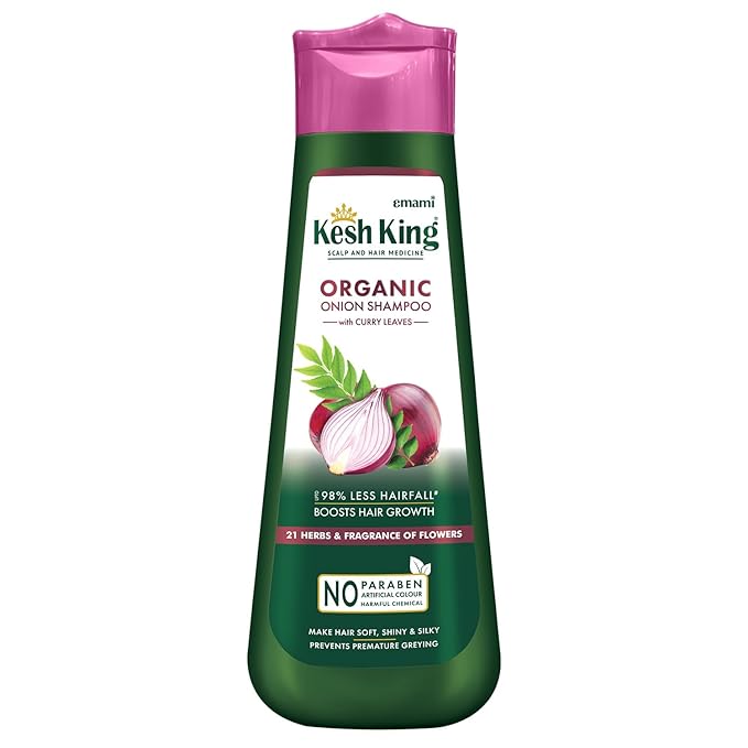 Kesh King Organic Onion Shampoo | Controls Hair Fall & Supports Hair Growth | Enriched with Curry Leaves & Herbal Extracts | Repairs Damage, Reduces Breakage & Adds Shine | 10.14 Fl Oz (300ml)