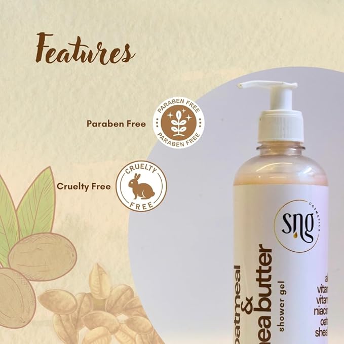 Oatmeal Body Wash for Women & Men 16.9 fl oz – Hydrating Shower Gel with Aloe Vera, Vitamin E, Niacinamide, Panthenol & Shea Butter– Moisturizing, Paraben-Free, Cruelty-Free