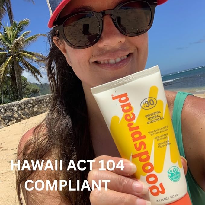 Goodspread Mineral Sunscreen SPF 50 – Reef-Safe, Non-Nano Zinc Oxide, Water-Resistant, Hawaii Compliant, Rubs in Clear, Face & Body, Adults & Kids