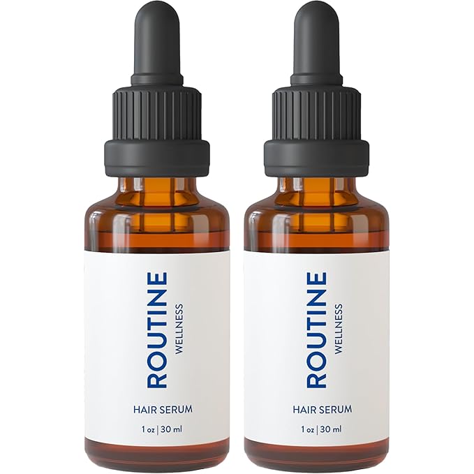 Routine Wellness Hair Treatment Serum for Thinning Hair - Plant-Based Rosemary, Tea Tree & Argan Oils Blend for Strength, Shine & Softer Hair - Clean Ingredients, All Hair Types - 30ml (Pack of 2)