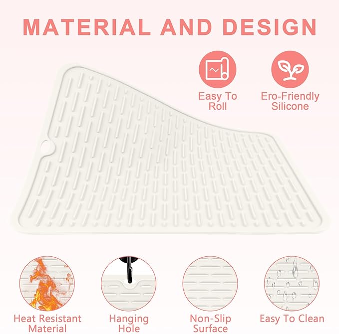 Oversize Silicone Heat Resistant Mat for Curling Irons, Flat Irons, Hair Straighteners and Hot Hair Styling Tools, Portable Hot Tools Cover Pad for Travel Vanity Salon(14.2" x 11.0")