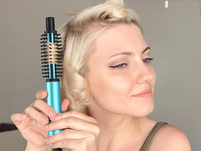 Farery Mini Thermal Brush, Curling Iron 3/4 Inch, Heated Round Brush for Volumizing and Small Curls, Travel Size Curling Iron for Short & Thin Hair, Dual Voltage, One Heat 392°F, Blue