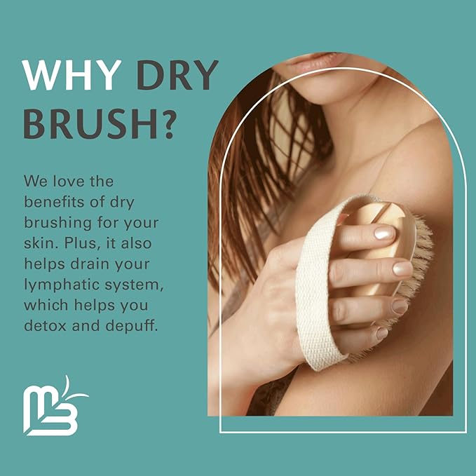 Firm Dry Brush & Shower Brush for Body - Handheld Back Scrubber Body Brush Exfoliator & Dead Skin Remover for Body Firm & Tighten Skin Improve Circulation for Men & Women by M3 Naturals