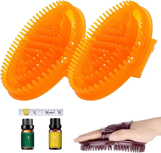 Handheld Massage Brush – Comfortable Grip Massage Gloves for Full-Body Brushing & Relaxing Muscle Care (Orange)