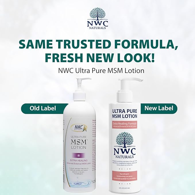 NWC Naturals UltraPure MSM Lotion All Natural Hypoallergenic ExtraHealing Nourishing Body Lotion by, 8 Fl Ounces