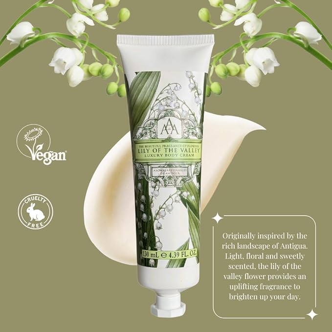 AAA by Somerset European Made Shea Butter Body Cream, Lily of the Valley, 2 Fl Oz
