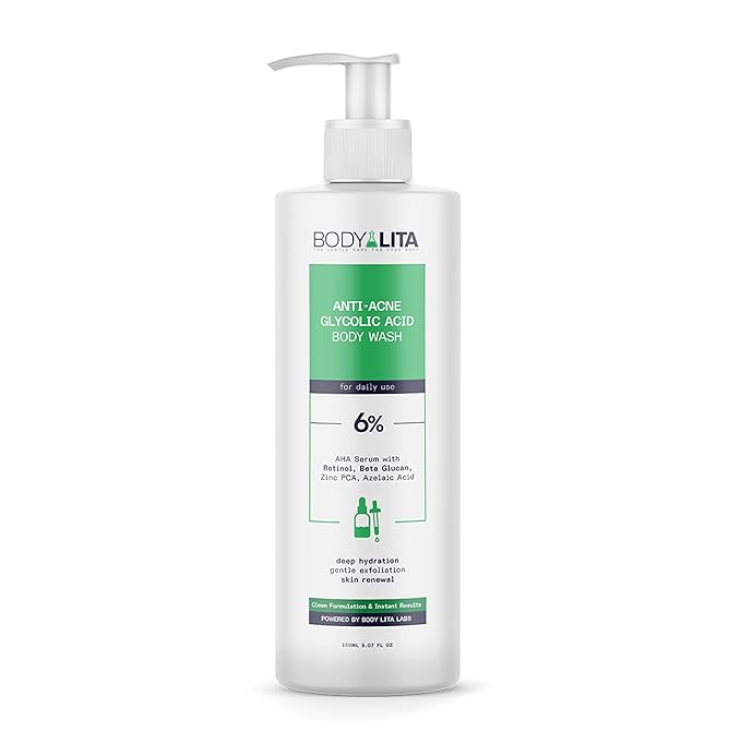 Anti Acne Glycolic Acid Body Wash for Acne Prone Skin, Helps Improve Skin Texture with Salicylic and Azelaic Acid, 5.07 Fl Oz (1)