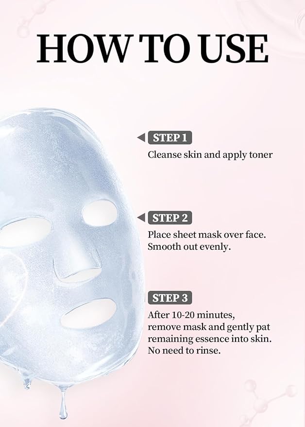 freemay Vegan Ampoule Mask Intensive Hydration Deeply Moisturizing & Anti-Aging All skin types Eve Vegan Certified 10 Sheets (Pink Collagen)