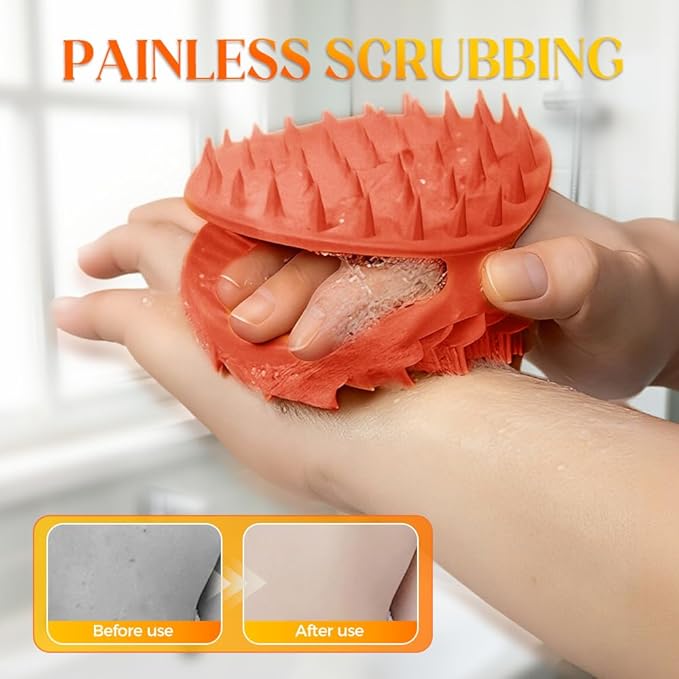 2 in 1 Silicone Body Scrubber & Scalp Scrubber, 2026 Upgrade Handheld Shower Scrubber for Body and Head, Cleansing Skin Brush Gentle Exfoliating and Stress Relax Hair Growth (Green & Red)
