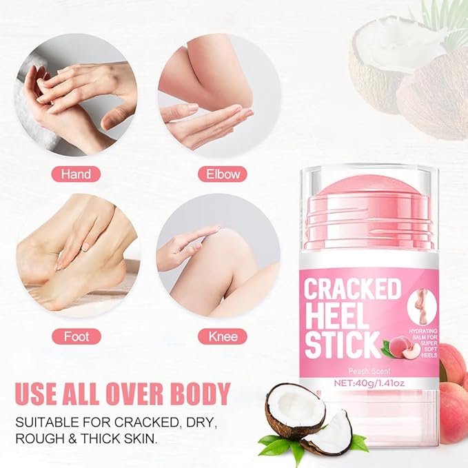60% Urea Cream plus 2% Salicylic Acid - 1.41 oz Urea Foot Hand Cream Stick for Removing and Smoothing Cracked Hands Elbows Feet Knees, Moisturizes and Hydrates the Dry Skin, Peach Scent