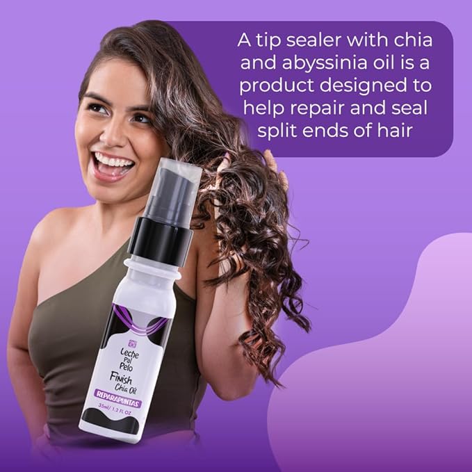 Leche Pal Pelo Chia Oil Split End Repair Treatment - Frizz Control, Non-Greasy Formula with Omega 3, Abyssinia, and Pro-V B-5 (1.2 fl.oz.)