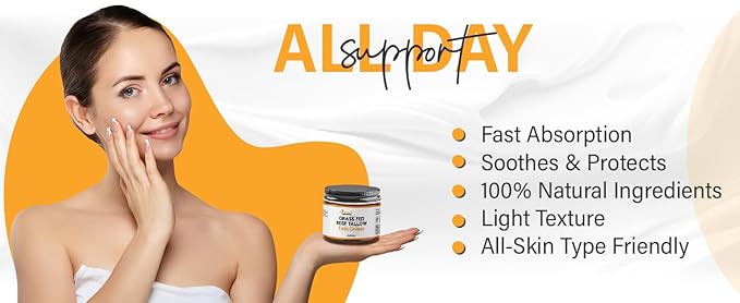 Tallow Face Moisturizer NON-GREASY Grass Fed Beef Tallow for Skin Care- Handmade Tallow face Cream-Sensitive & Dry Skin (LAVENDER VANILLA)