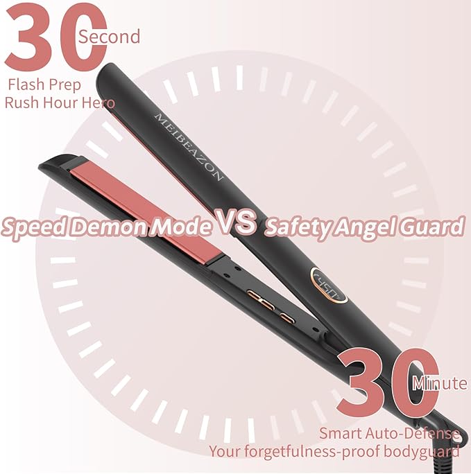 Flat Iron Hair Straightener and Curler 2 in 1, Professional 3D Floating Ceramic Plates with Travel Dual Voltage, Negative Ion, LED Display & Auto Shut-Off for Smooth, Shiny, Frizz-Free Hair