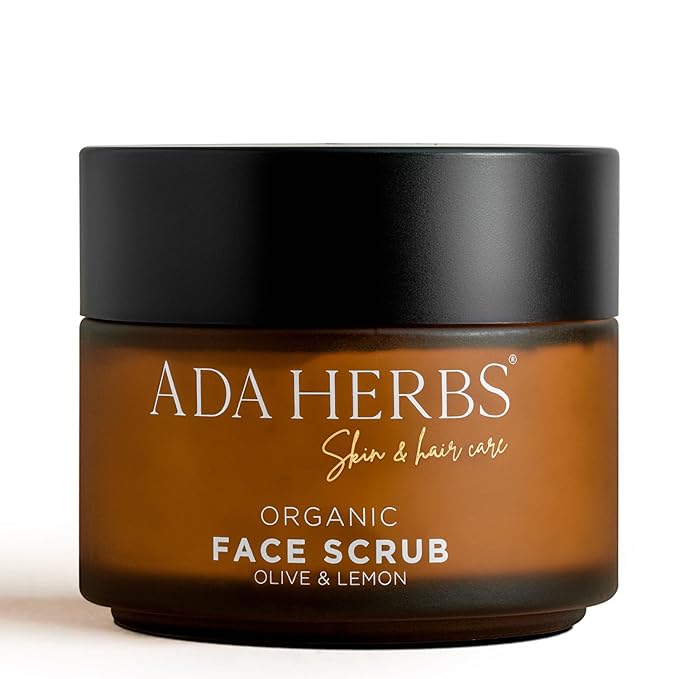 Face Scrub Exfoliator with Olive & Lemon - Gentle Exfoliating Scrub for Sensitive Skin - Apricot Seed & Vitamin C - Hydrating Face Exfoliant for Radiant Glowing Skin - 95% Natural (3.4 oz)