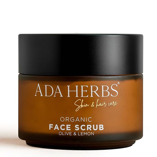 Face Scrub Exfoliator with Olive & Lemon - Gentle Exfoliating Scrub for Sensitive Skin - Apricot Seed & Vitamin C - Hydrating Face Exfoliant for Radiant Glowing Skin - 95% Natural (3.4 oz)
