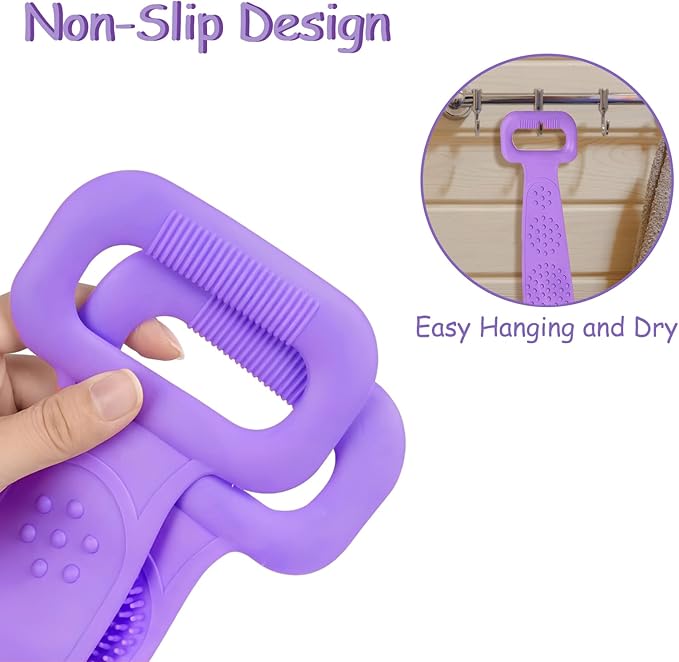 Silicone Body Scrubber for Shower,Silicone Back Body Scrubber with Handle,27.5 Inch Exfoliating Deep Clean Bath Body Brush Scrubber for Men and Women-2 PCS