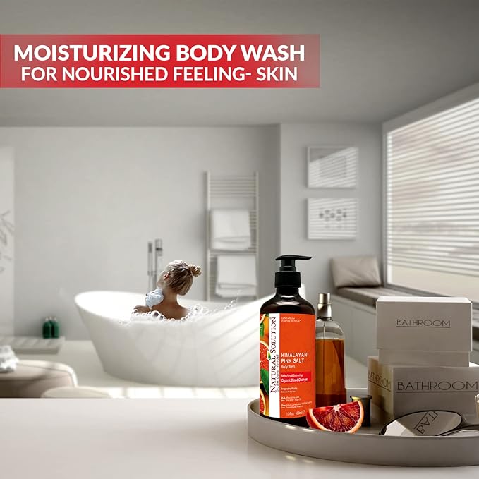 Natural Solution Body Wash 17 fl oz/Each, Revitalizes & Refreshing Your Skin, Formulated with Organic Blood Orange Extracts with Himalayan Pink Salt – Pack of 6