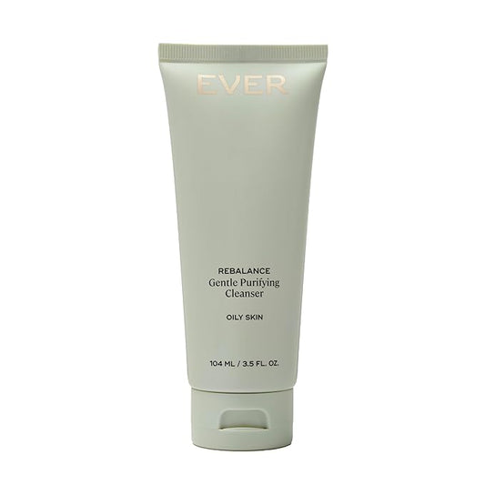 EVER Rebalance Gentle Purifying Cleanser – Purifying Gel Cleanser with Salicylic Acid & Willow Bark for Oily Skin, Deep Pore Cleanse & Blemish Control, Clean-Formulated - 3.5 fl oz