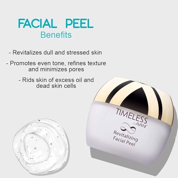 Timeless by AVANI Revitalizing Facial Peel | Enriched with Natural Plant Extracts and Vitamins E & C | Removes Dead Skin Cells, Excess Oil, Dirt, & All Other Impurities - 1.7 fl. oz.