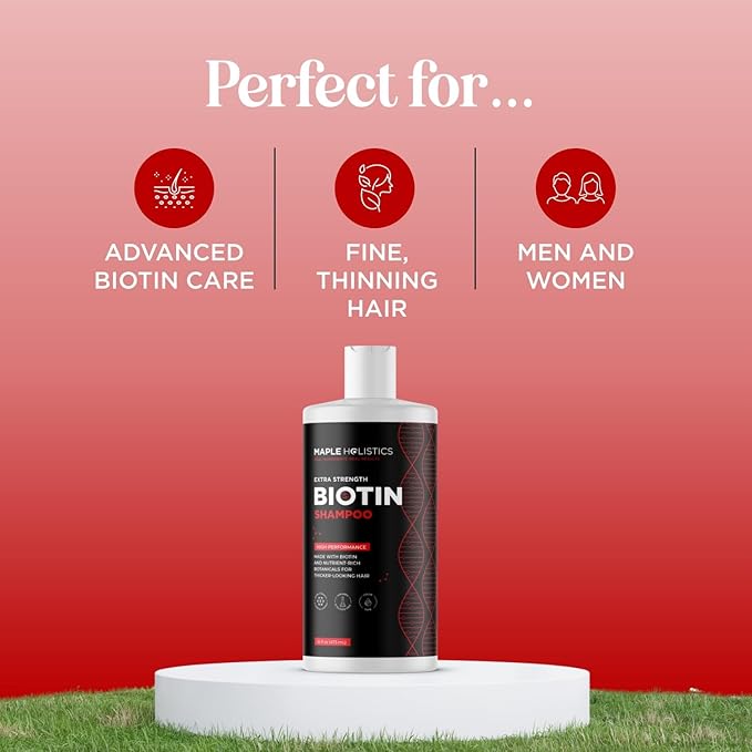 Ultra Biotin Shampoo for Thinning Hair - Extra Strength Volumizing Shampoo for Men and Women with B Vitamins and Rosemary Essential Oil - Sulfate Free Shampoo Biotin Formula for Hair and Scalp Care