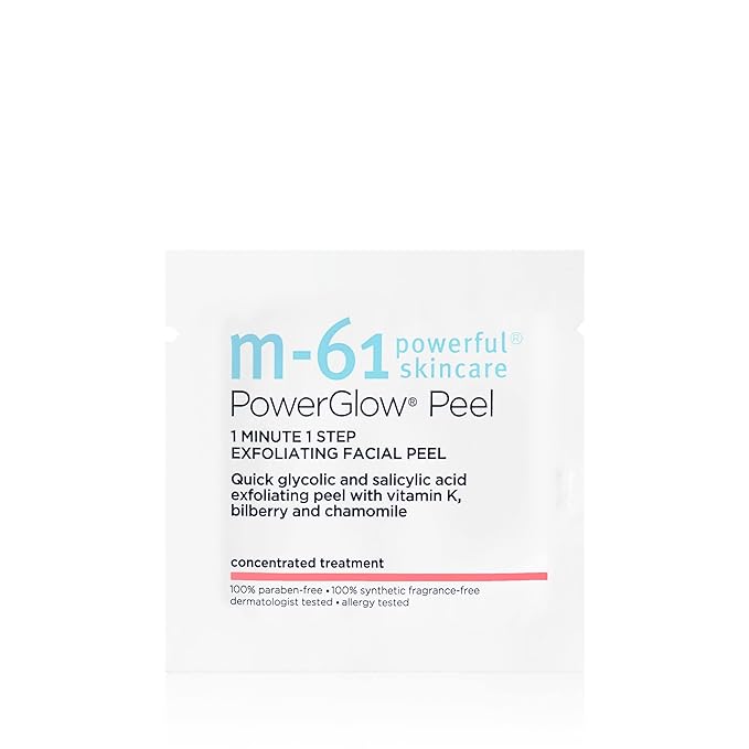 m-61 PowerGlow Peel | Exfoliating Facial Peel With Glycolic, Salicylic Acid. 1 Minute, 1 Step - 30 Treatments