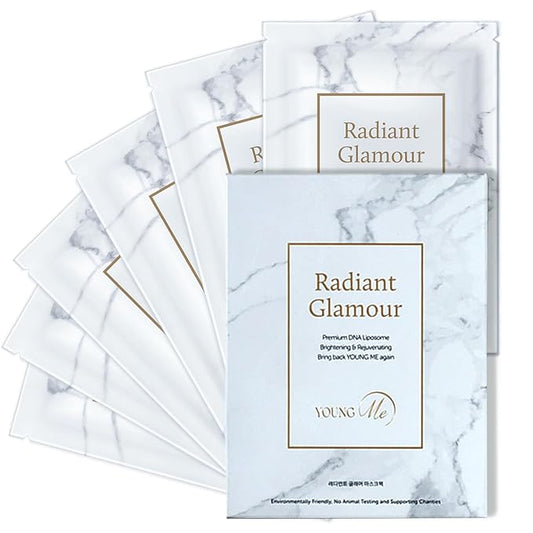 YoungMe Radiant Glamour Korean Sheet Mask – Rejuvenating & Hypoallergenic Facial Mask for All Skin Types | 25g x 6 Sheets