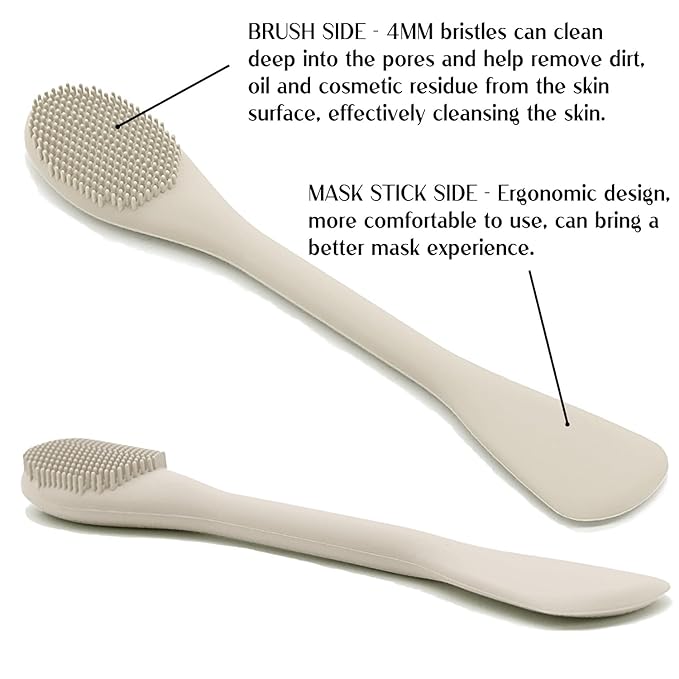 Silicone Face & Body Brush Applicator & Scrubber - 2-in-1 Facial Mask Spatula for Cream/Lotion/Clay & Exfoliating Body Brush, Hygienic Shower Sponge Glove for Wet/Dry Brushing, Replaces Tradit