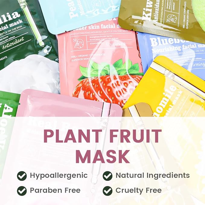 8 Pack Rose Kids Face Mask,Pink Face Masks Skincare Spa Day Kit Supplies,Spa Party Favors for Teens Girls Women,Sheet Facial Mask Skincare Gifts Set,Moisturize Soothe for All Skin Types