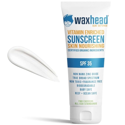 Waxhead Non-Nano Zinc Oxide Sunscreen, EWG Sunscreen with Zinc Oxide for Face & Body, Mineral Natural Non-Toxic Pure Sunblock, Biodegradable Cream Lotion Sun Block, Tattoo, Eczema Vitamin D + E (4oz)