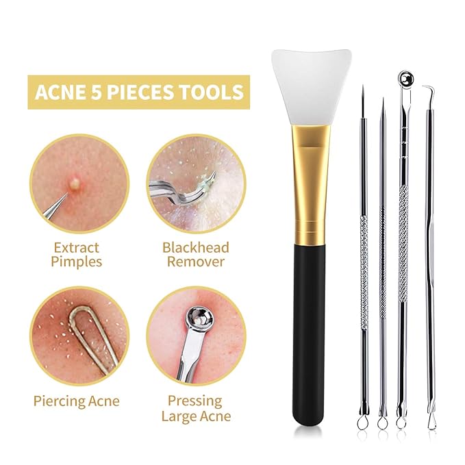 Blackhead Remover Mask, 24K Gold Peel Off Mask, Gold Facial Mask Anti-Aging, Deep Cleansing, Reduces Fine Lines＆ Wrinkles Great for All Skin, With Blackhead Remover Extractor Tools Kit & Brush