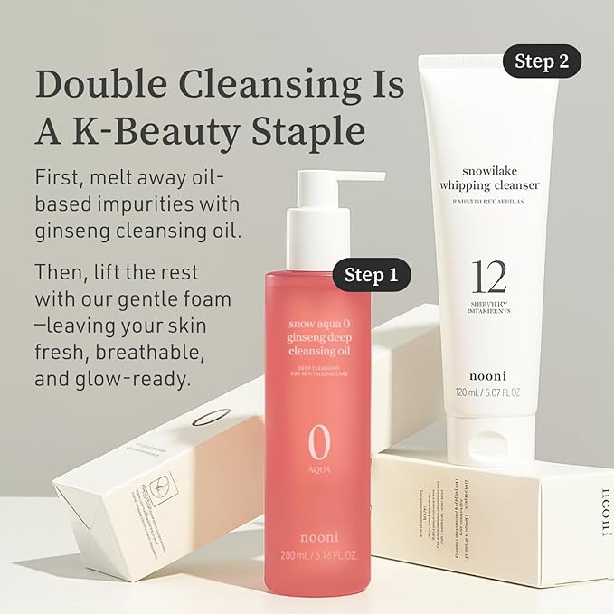 NOONI Korean Cleansing Oil - Snow Aqua 0 Ginseng Deep Cleansing Oil | Makeup Blackhead Remover, Pore Care Control, Glass Skin, Control Sebum, Revitalizing Care, Stocking Stuffers For Women, 6.76 Fl Oz