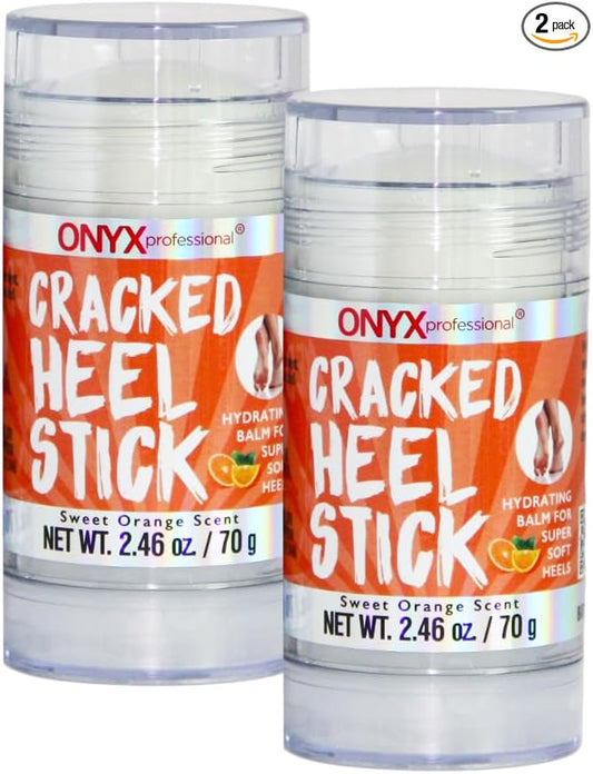 Onyx Professional Cracked Heel Repair Balm Stick for Dry Cracked Feet Treatment, Orange Scent, 2 pack - Moisturizing Foot Balm, Rolls On, No Mess Like Foot Cream or Foot Lotion, Heel Treatment
