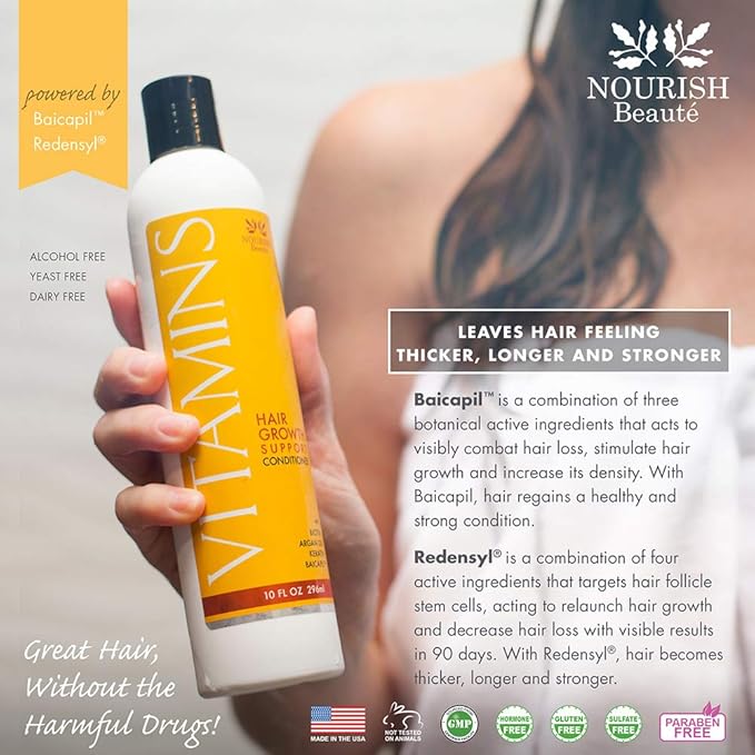 Nourish Beaute Vitamins Conditioner for Hair Loss that Promotes Hair Regrowth, Volume and Thickening with Biotin, DHT Blockers, Antioxidants, Oils and Extracts For Men and Women, Conditioner, 3 Pack