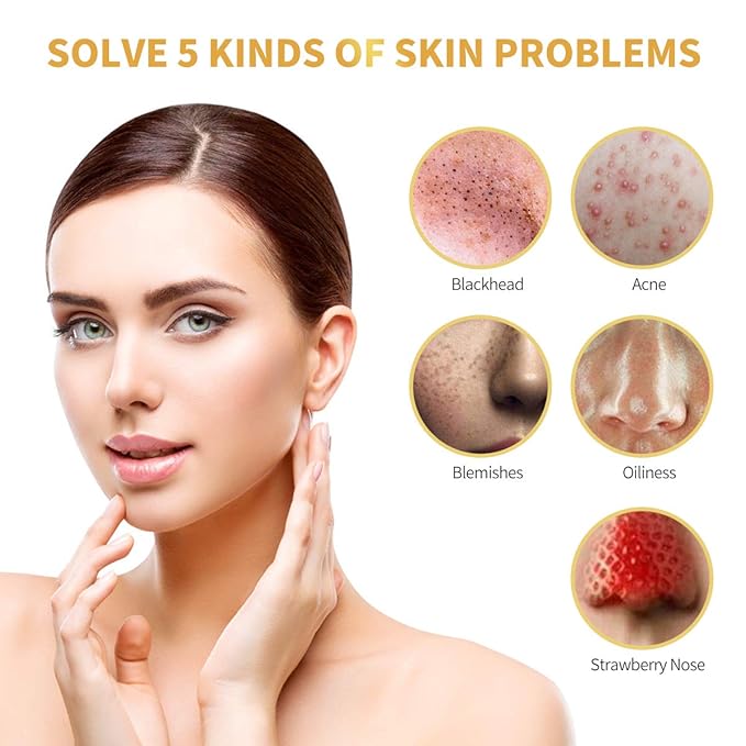 Blackhead Remover Mask, 24K Gold Peel Off Mask, Gold Facial Mask Anti-Aging, Deep Cleansing, Reduces Fine Lines＆ Wrinkles Great for All Skin, With Blackhead Remover Extractor Tools Kit & Brush