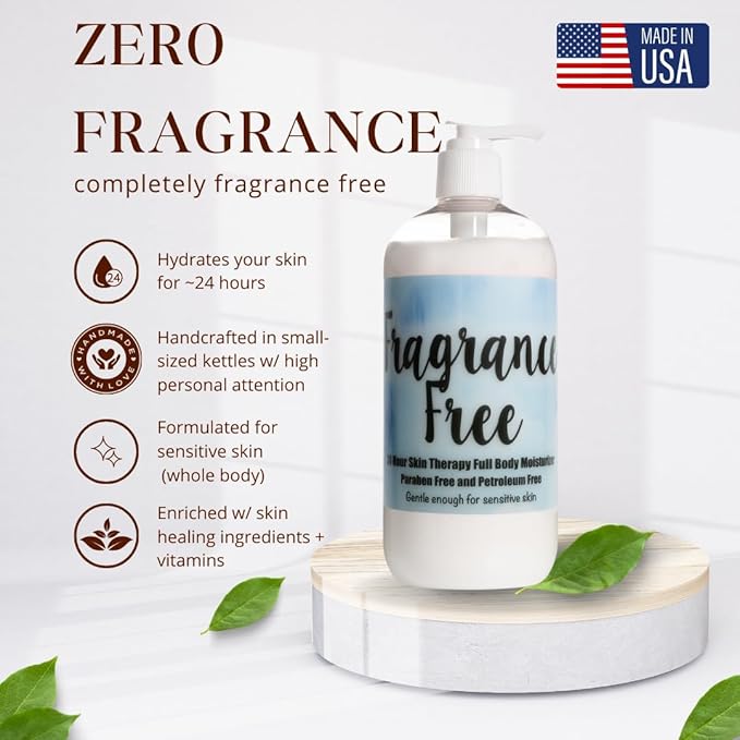 The Lotion Company 24 Hour Skin Therapy Lotion – Fragrance-Free Body Lotion, Moisturizer for Sensitive & Dry Skin, Non-Greasy, Soothing Hydration, Made in USA