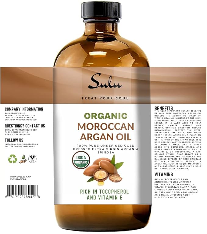 100% Pure Organic Cold Pressed Unrefined Virgin Moroccan Organ Oil (4 oz)
